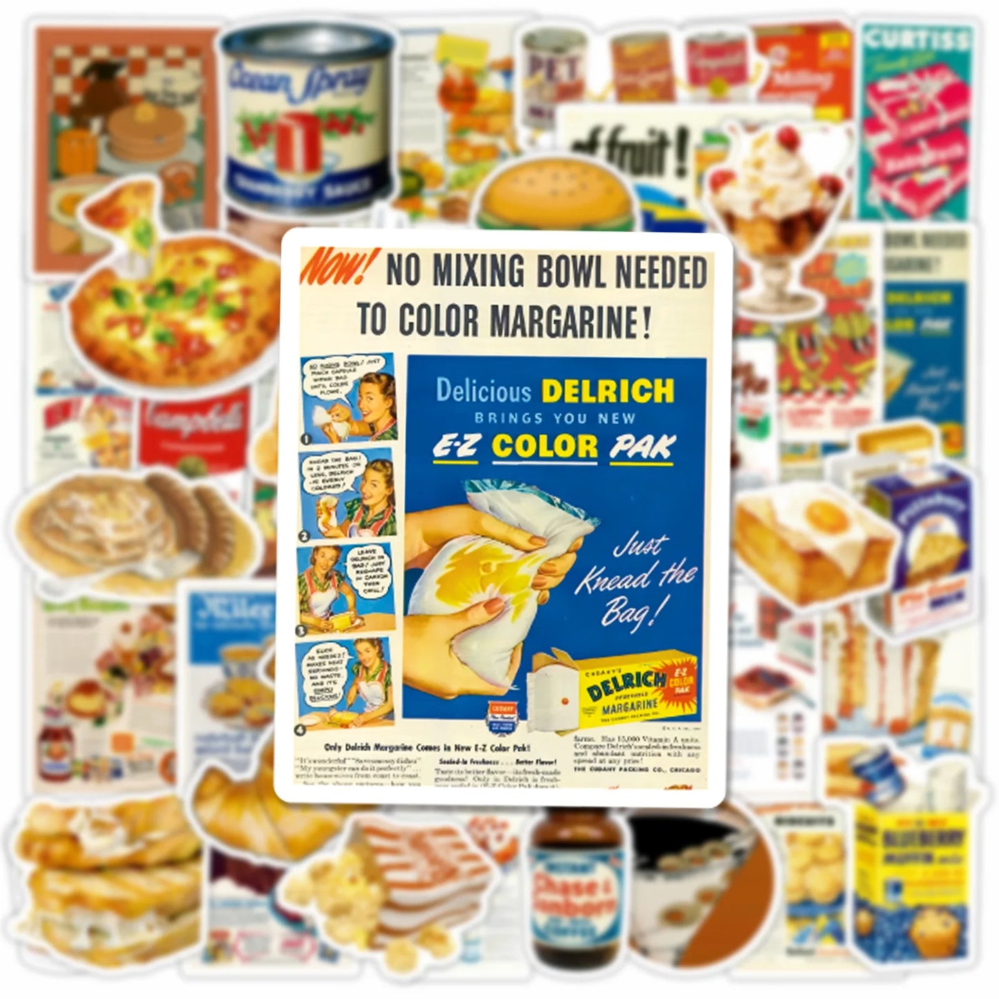 Retro Food Style Sticker Set - DIY Phone Laptop Luggage Skateboard Decals Gift