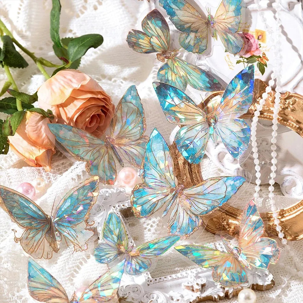 5Style Butterfly PET Stickers 20pcs/pack 3D Laser Gold Scrapbook Decoration