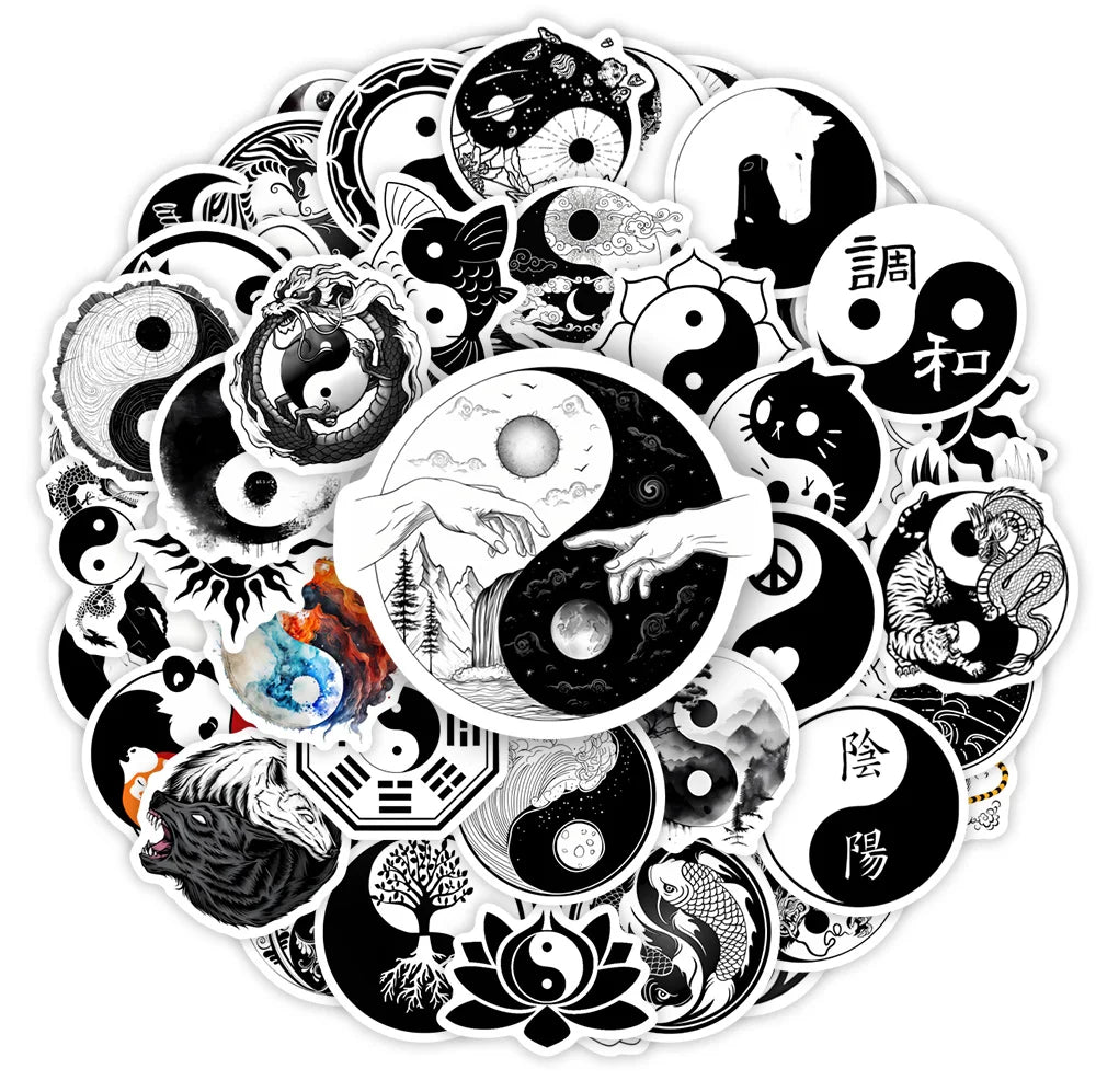 YinYang Stickers Balance Yoga Zen Art DIY Kids Toy Gift for Phones Laptops Bottles Luggage Decorative Graffiti Waterproof Decal