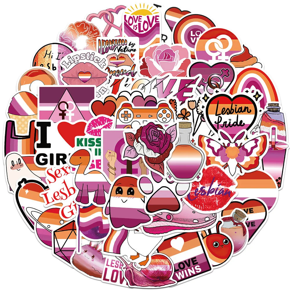 10/30/50PCS Purple Lesbian Graffiti Stickers Cartoon Decal Skateboard Laptop Motorcycle Luggage Phone Bike Waterproof Sticker