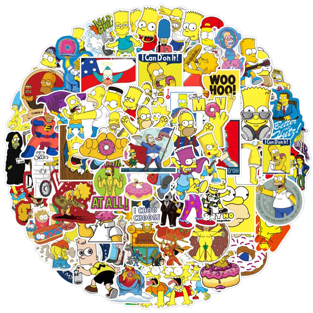 10/30/50/100pcs Funny Cartoon Simpsons Anime Stickers Decoration Laptop Suitcase Phone Car Cool Waterproof Sticker for Kids Toys