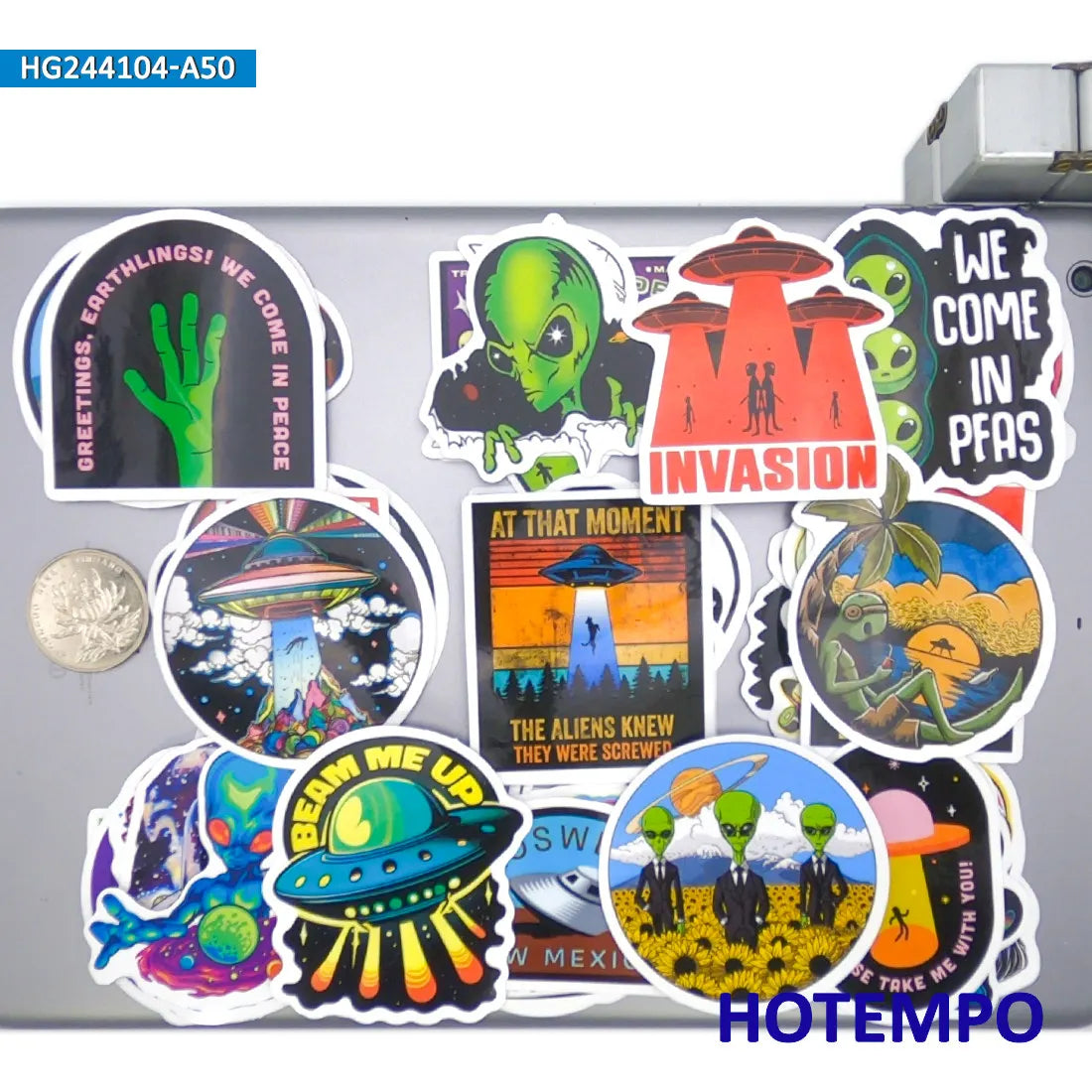 20/30/50Pieces, Retro Aliens Stickers, Universe UFO Spacecraft, Extraterrestrial Life, for DIY Creative Decoration, Sticker Toys