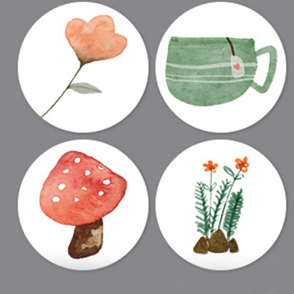 100-500pcs Round Cartoon Sticker 1Inch Thank You Stickers for Gift Cards Envelope Paper Scrapbook Sealing Label