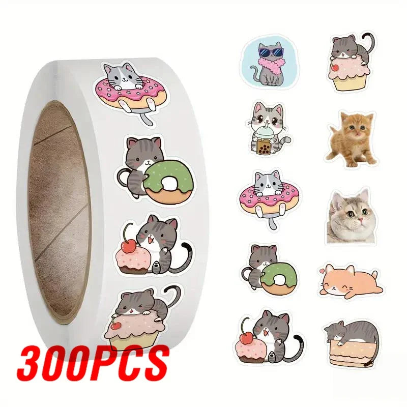 Cute Cat Reward Stickers 100-500pcs Kids DIY Stationery