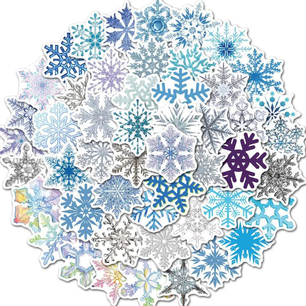 Christmas Snowflake Stickers for Window, Suitcase, Skateboard, Laptop, Luggage, Phone - 10/30/50Pcs