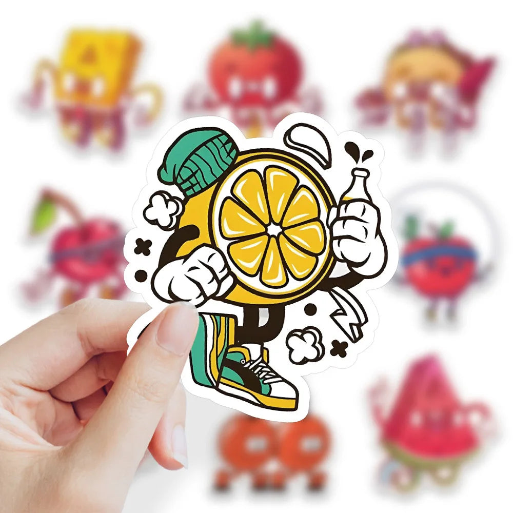 Cute Food Meme Stickers: Fruit, Vegetable, Dessert Decals for Laptop, Phone, Guitar, Bike, Kids Toy