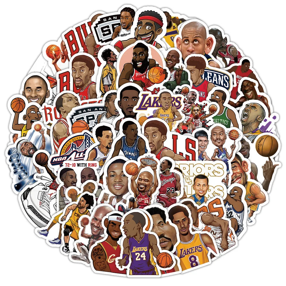 10/30/50PCS New Basketball Star Sticker Cartoon Graffiti iPad Helmet Car Water Cup Guitar DIY Scrapbook Toy Decoration Wholesale