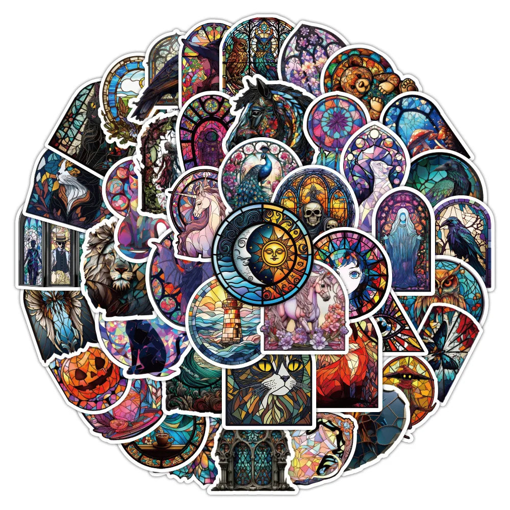 10/30/50PCS Cartoon Art Graffiti Colorful Skull Stickers Toys PVC Waterproof DIY Phone Helmet Skateboard Fridge Bike Decals Gift