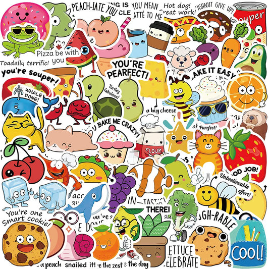 Cartoon Animal Fruit Stickers for Kids - 10/30/50pcs DIY Laptop Notebook Fridge School Teacher Rewards