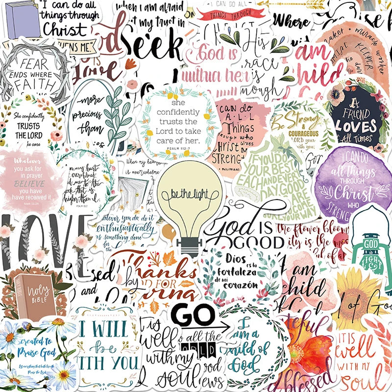 Bible Sticker Set: Aesthetic PVC for Laptop & Scrapbooking