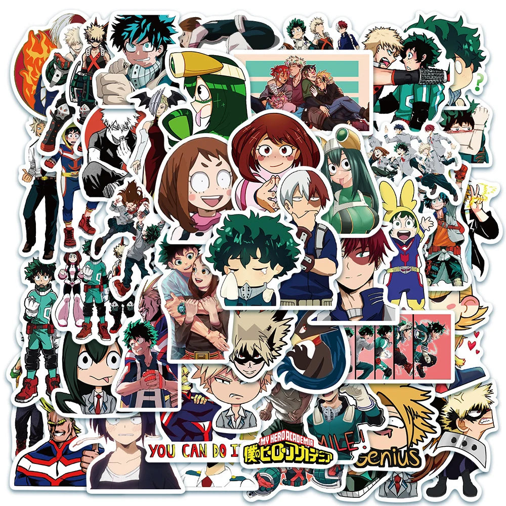 My Hero Academia Stickers Deku Bakugou All Might Anime Decals 10/30/50/100pcs