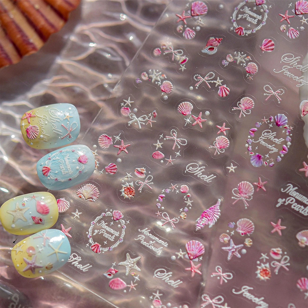Starfish Shell Nail Art Stickers - Marine Manicure Decals