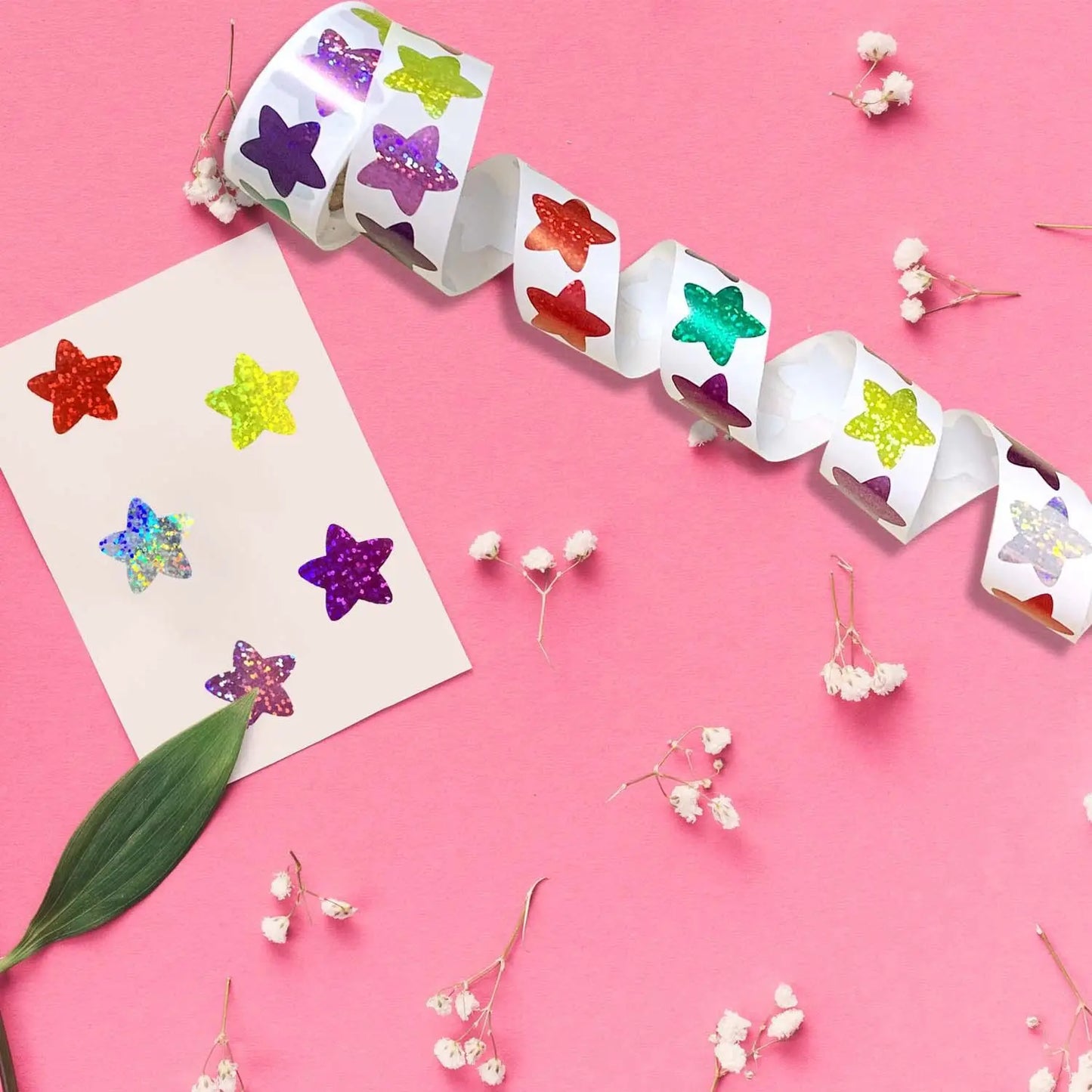 100-500PCS New Star Stickers Roll Small Packaging Pack Stickers Photocard Decor Heart Home Made Rolling Sticker TZ304