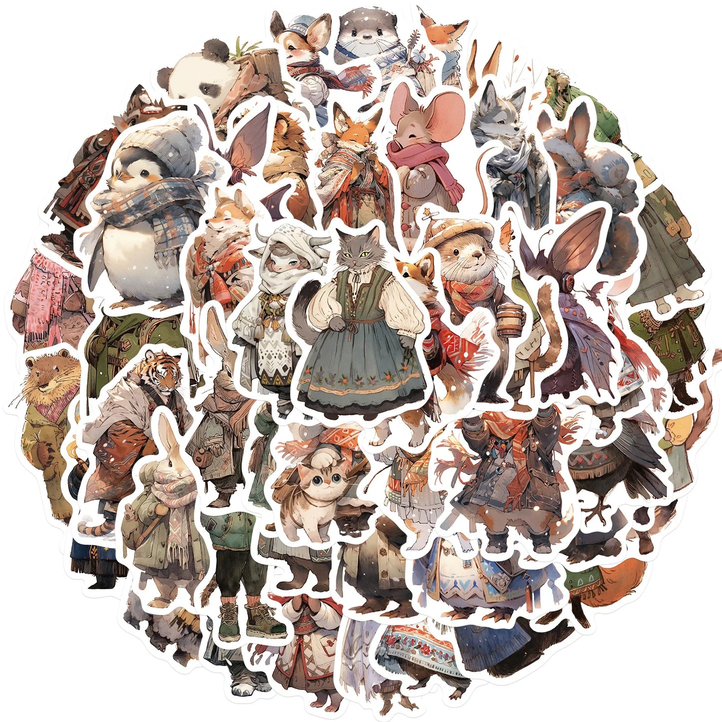 Cartoon Winter Animal Stickers for Snowboard Laptop Luggage Car Fridge Vinyl 10/30/50Pcs