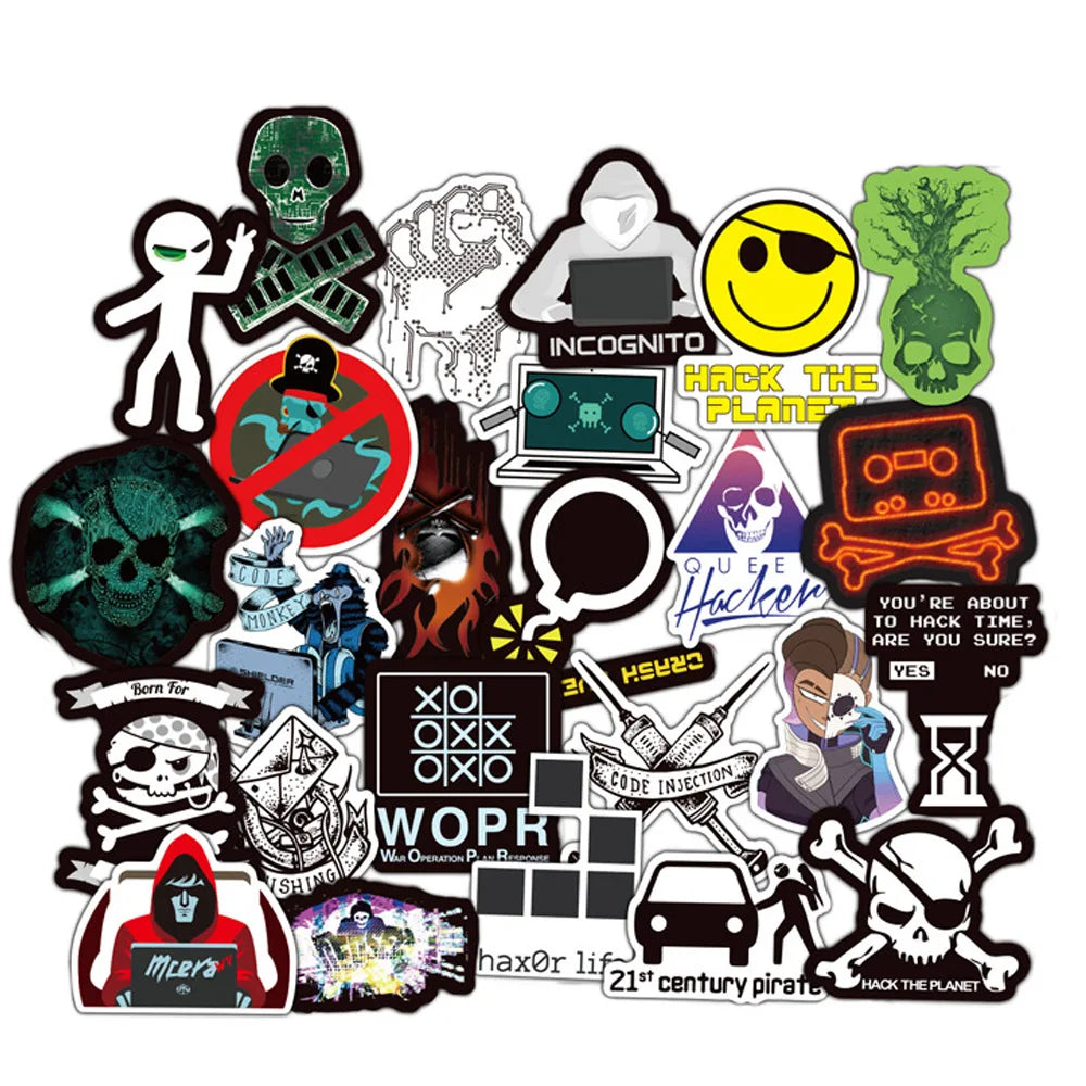 Hacker Programmer Java Stickers Pack Waterproof Decals for Laptop, Skateboard, Car, Phone, Motorcycle, Luggage