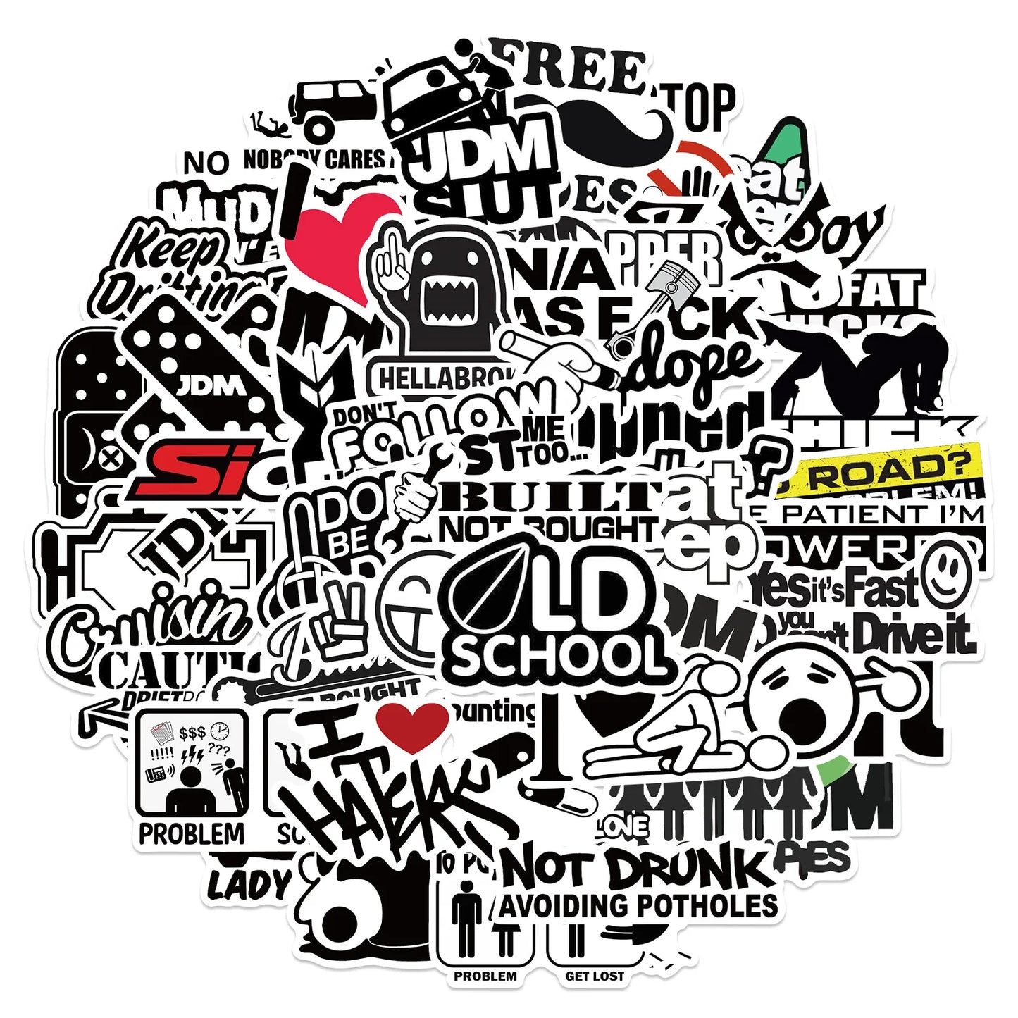 50PCS JDM Vinyl Stickers for Water Bottle, Laptop, Phone, Skateboard