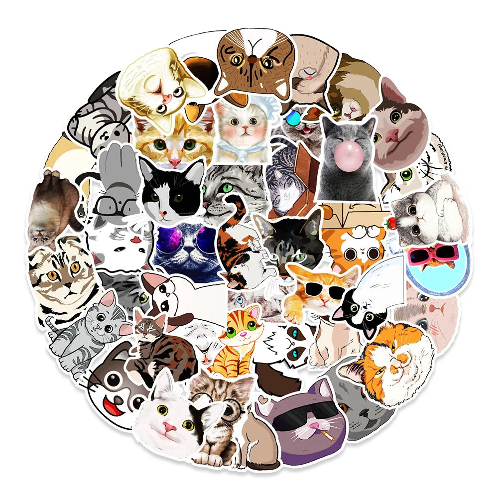 10/30/50PCS Kawaii Cats Cartoon Sticker Animal Cute Decals Toy For Kids DIY Suitcase Fridge Phone Scrapbook Stationary Fridge