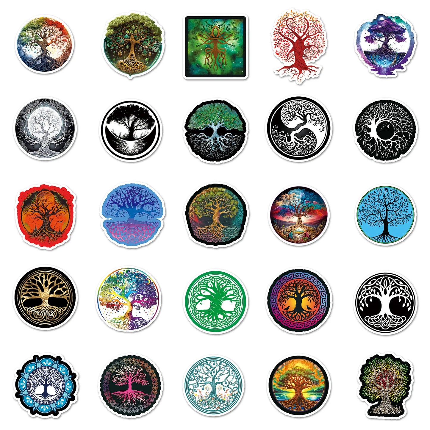 50/100Pcs INS Novelty Cute Kawaii Life Tree Series Stickers PVC Waterproof Stickers Decals For Kids Boys Girls Toys Gifts