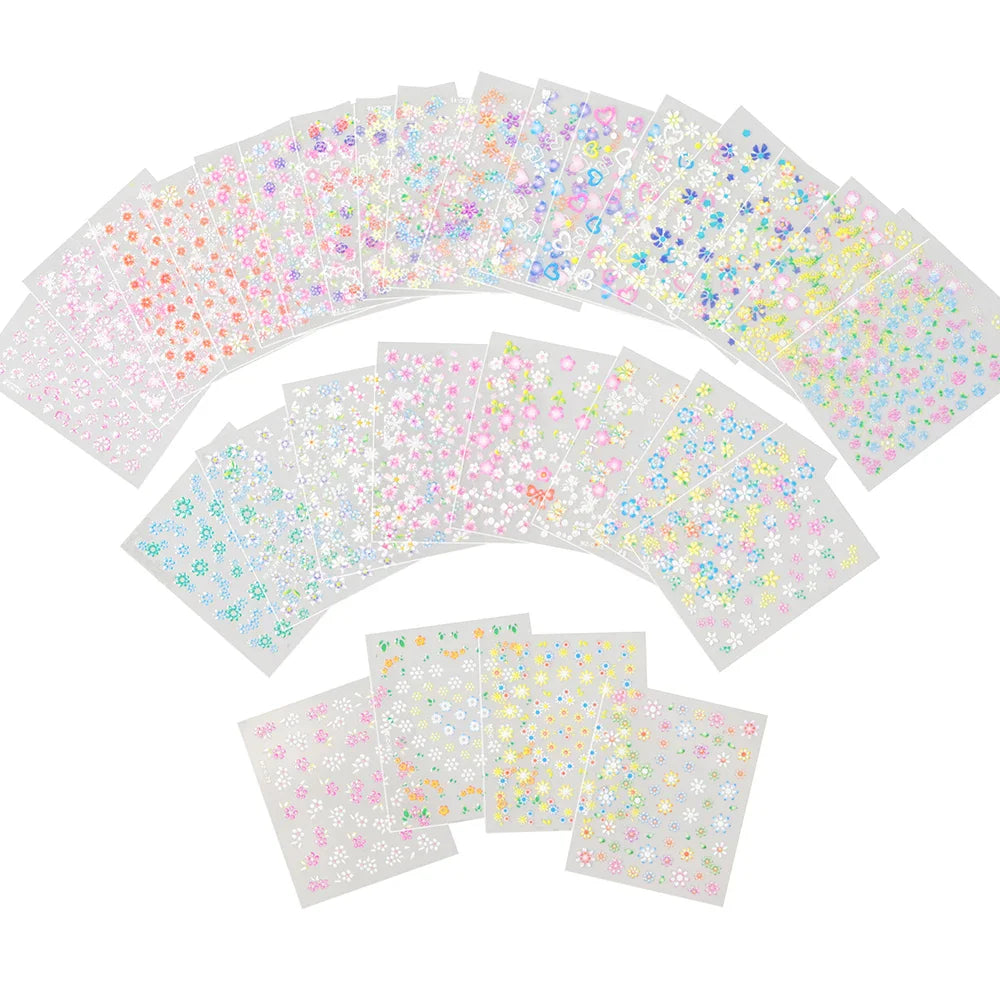 Cherry Blossom Nail Stickers: 30 Floral Self-Adhesive Sheets