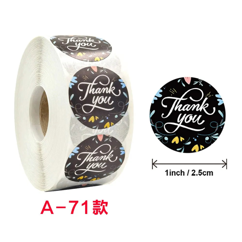 50-500pcs Labels Roll Flower Thank You Stickers 1inch Adhesive Labels Stickers for Gift Decoration Stationery Wrapping Supplies
