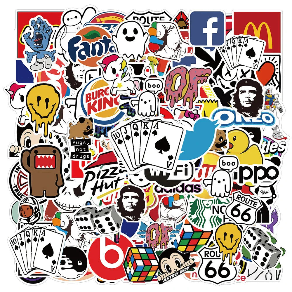 Cool Tide Logo Graffiti Stickers: 10/30/50PCS Waterproof Aesthetic for Skateboard, Phone, Bike, Car