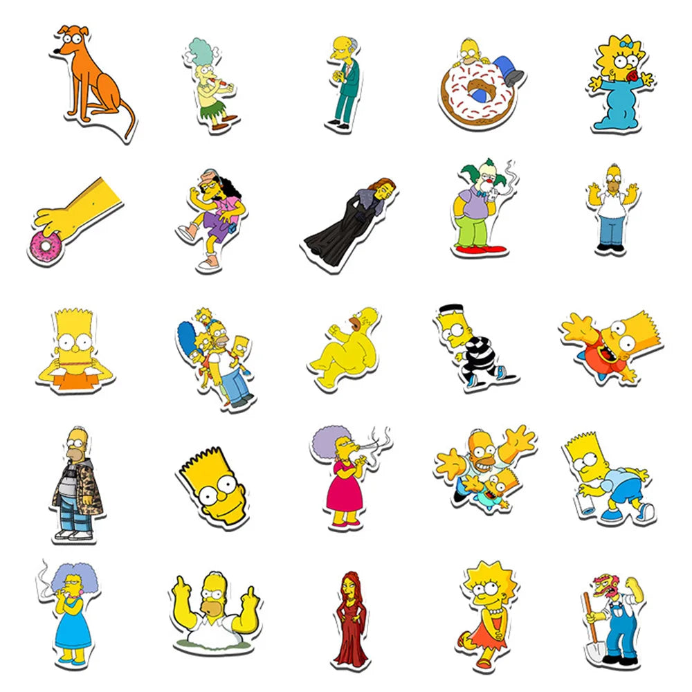 10/30/50pcs Kawaii Simpson Family Stickers Cartoon Anime Decals DIY Motorcycle Laptop Phone Car Waterproof Sticker Kids Toys