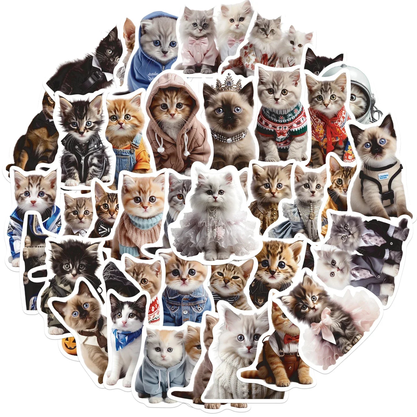 50PCS Cute Cat Animals Kawaii DIY Stickers For Waterproof Skateboard Laptop Phone Diary Car Vinyl PVC Decoration Stickers