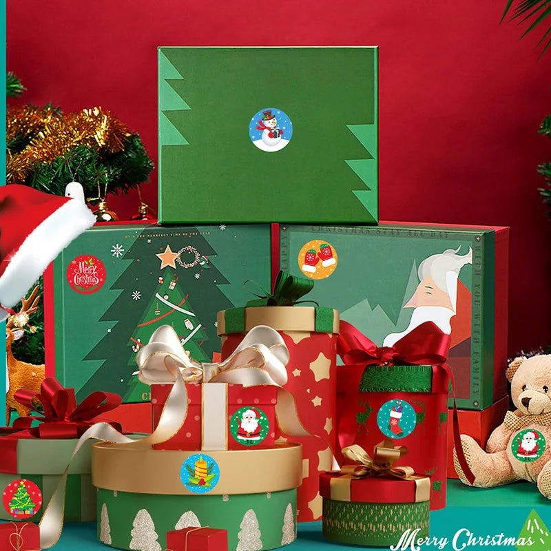 500pcs /1 Roll Christmas Stickers 1inch Snowflakes Holiday Stickers Xmas Gift Label for Envelope Box Gift Decor