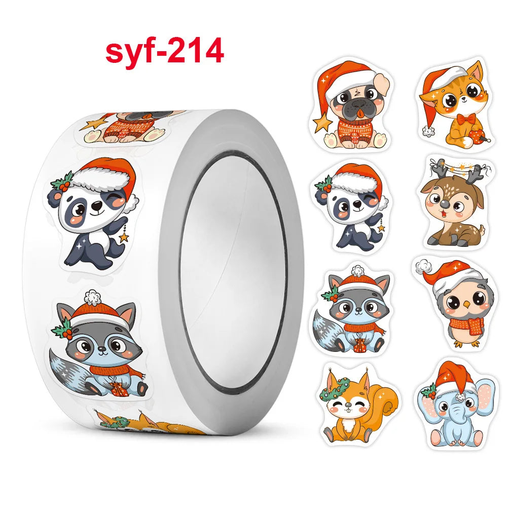 50-500pcs Cartoon Merry Christmas Stickers Santa Claus Tree Paper Label New Year Cute Snowman Stationery Stickers For Kids Gift