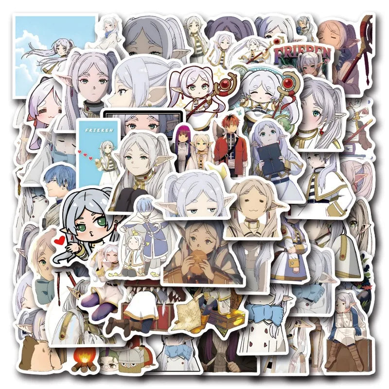 55pcs Cartoon Frieren Stickers for Suitcase, Water Cup, Stationery, Phone, Laptop, Refrigerator Decoration