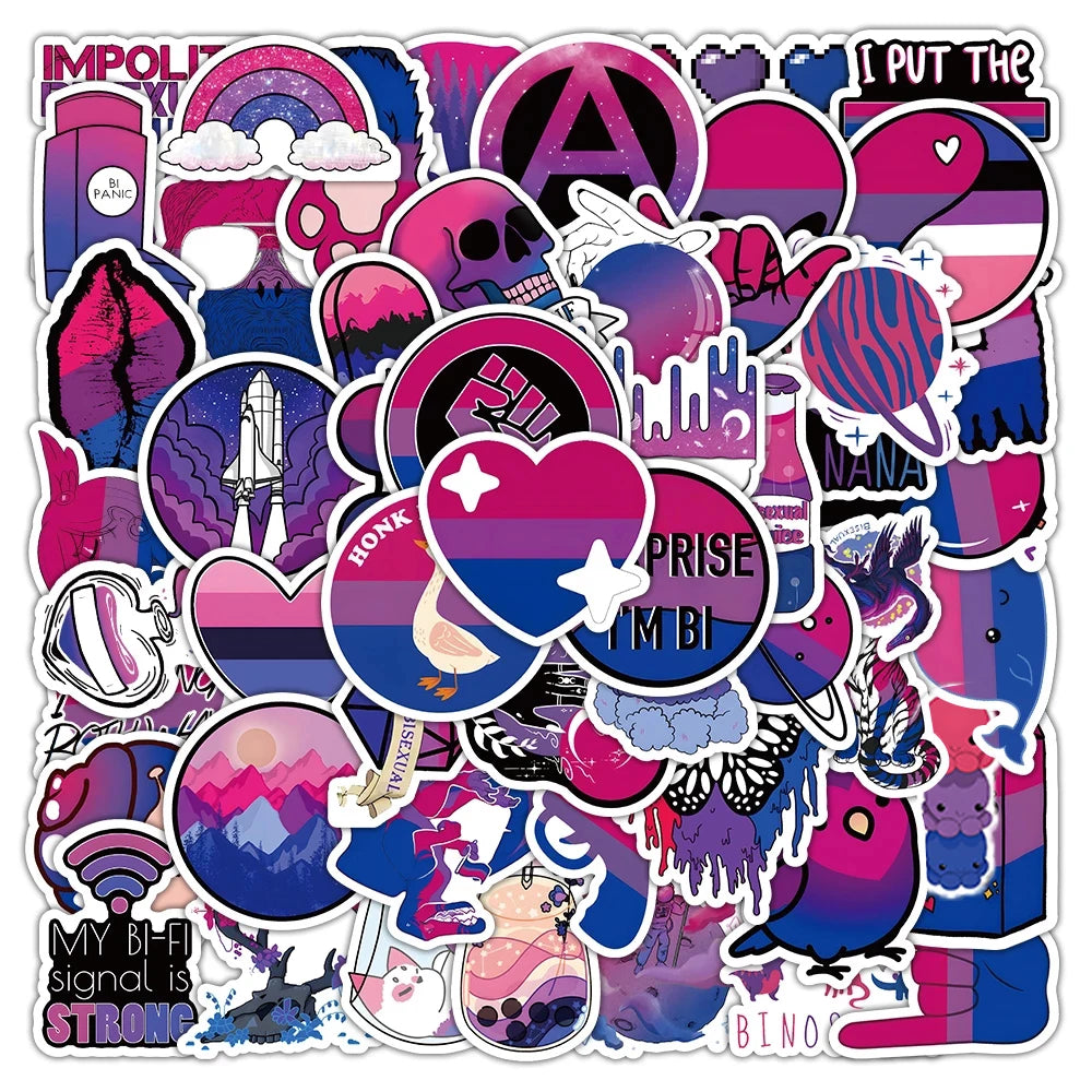 Cartoon Bisexual Stickers 10/30/60pcs Waterproof Skateboard Luggage Phone Guitar Car Decals