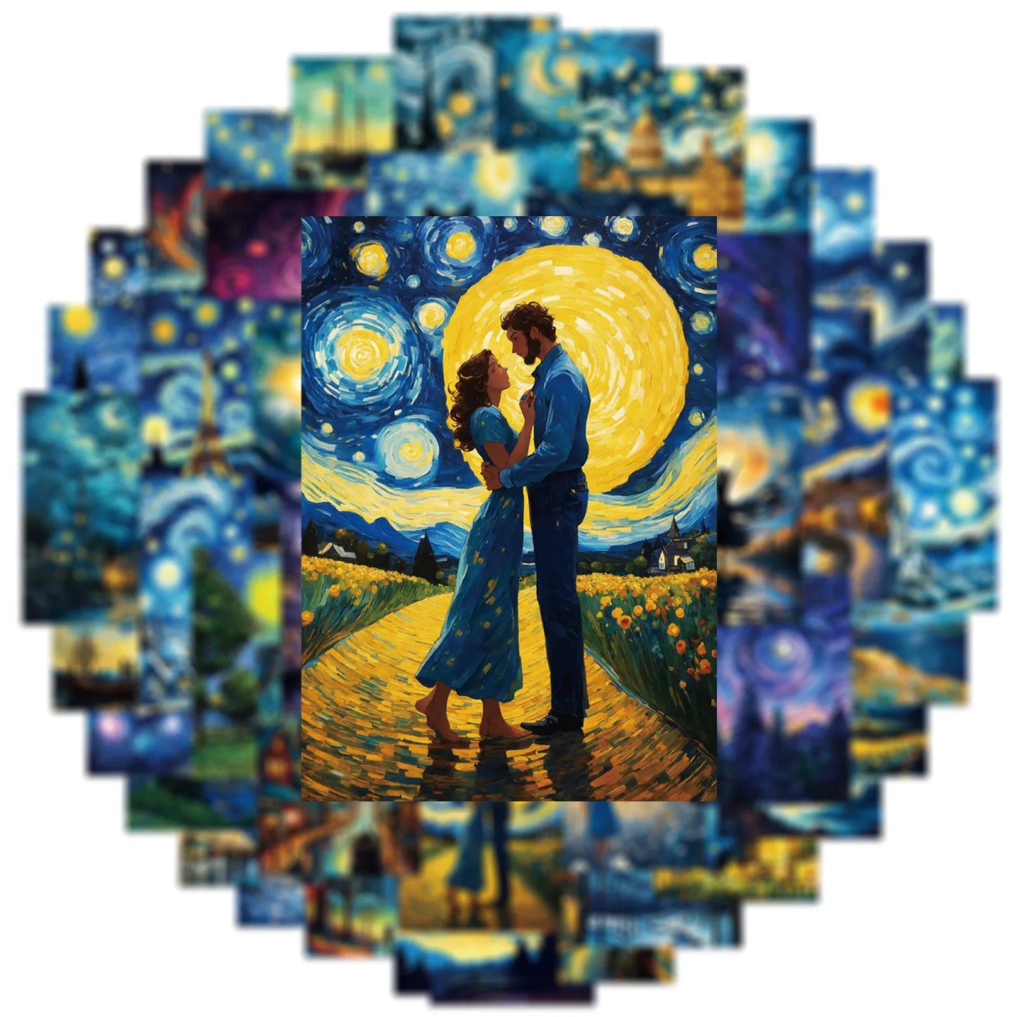 10/50Pcs Van Gogh Art Oil Painting Stickers Aesthetic Graffiti Starry Decals Decoration DIY Phone Laptop Bike Notebook Sticker