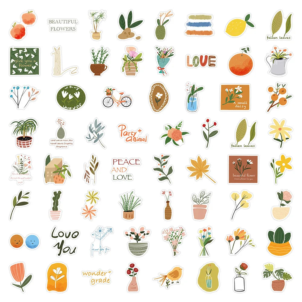 10/60Pcs Vintage Art Bohemia Stickers Retro Boho Cartoon Vinyl Decals Laptop Phone Car Scrapbooking Notebook Sticker Kid Toy