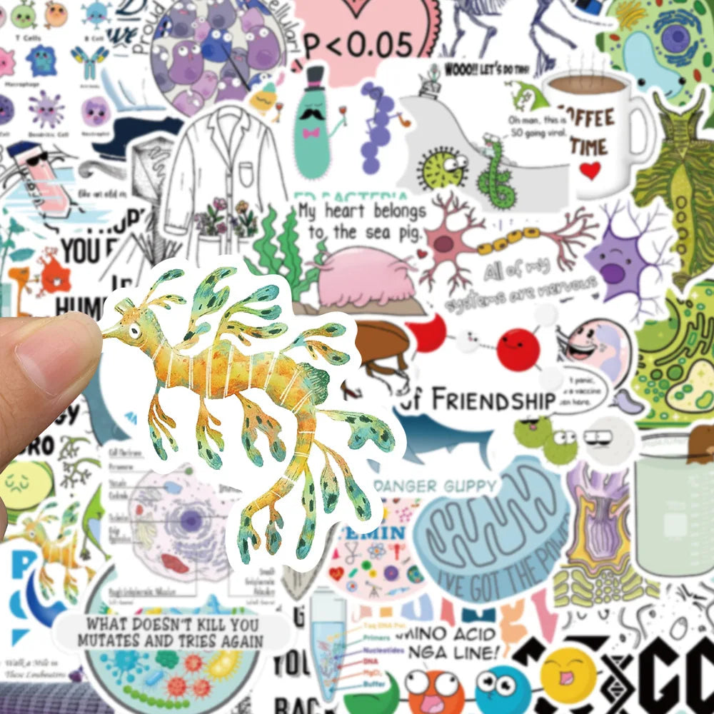 10/30/50PCS Cute Cartoon Biology Stickers Graffiti DIY Notebook Skateboard Phone Laptop Bike Car Decoration Funny Kids Toy Gift