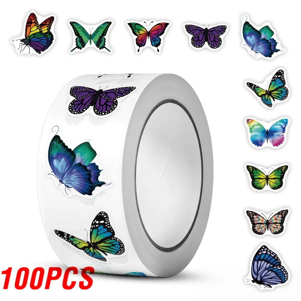 Butterfly Cartoon Stickers: Waterproof DIY Pack 100-500pcs