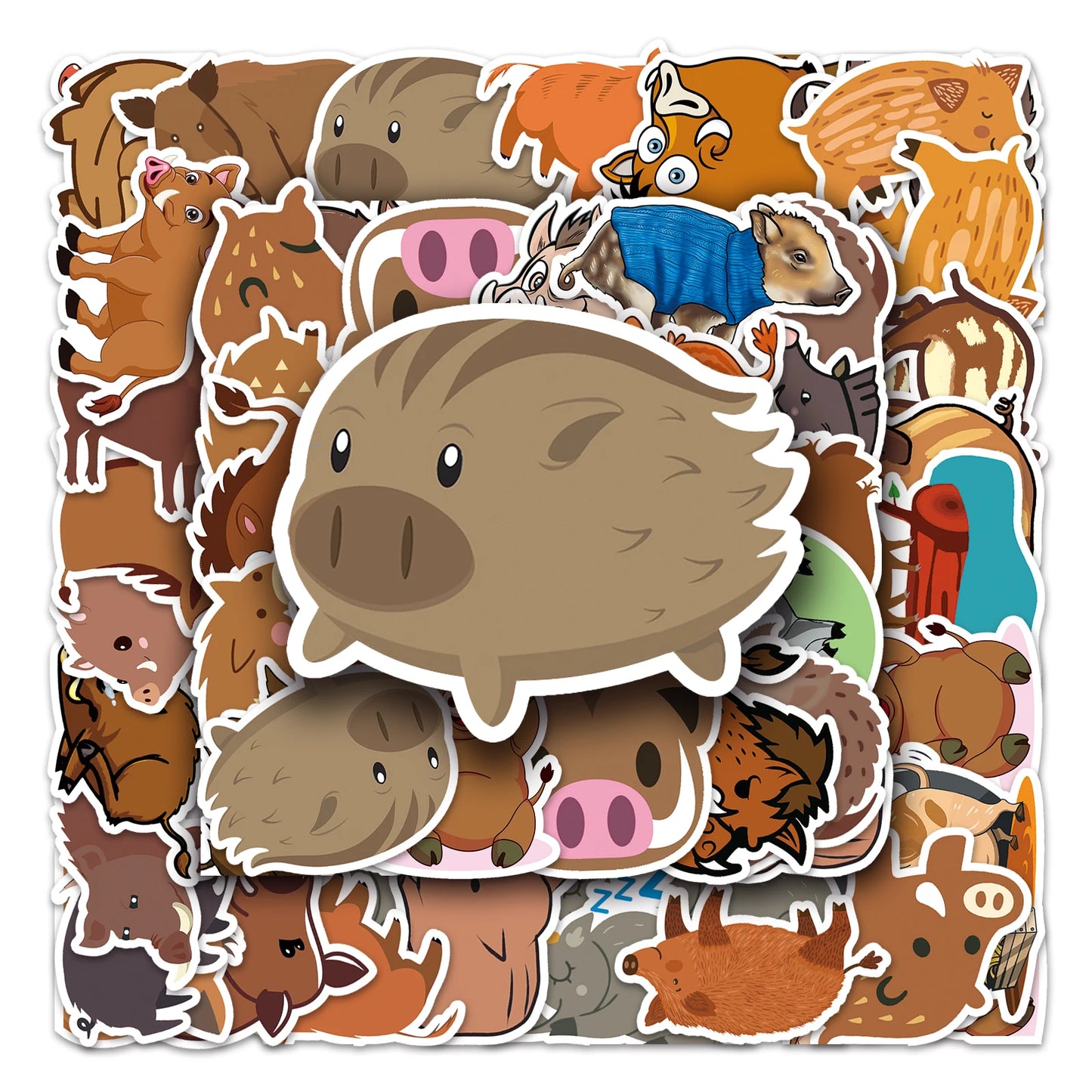 50Pcs Wild Boar Cartoon Waterproof Vinyl Stickers for Skateboard Snowboard