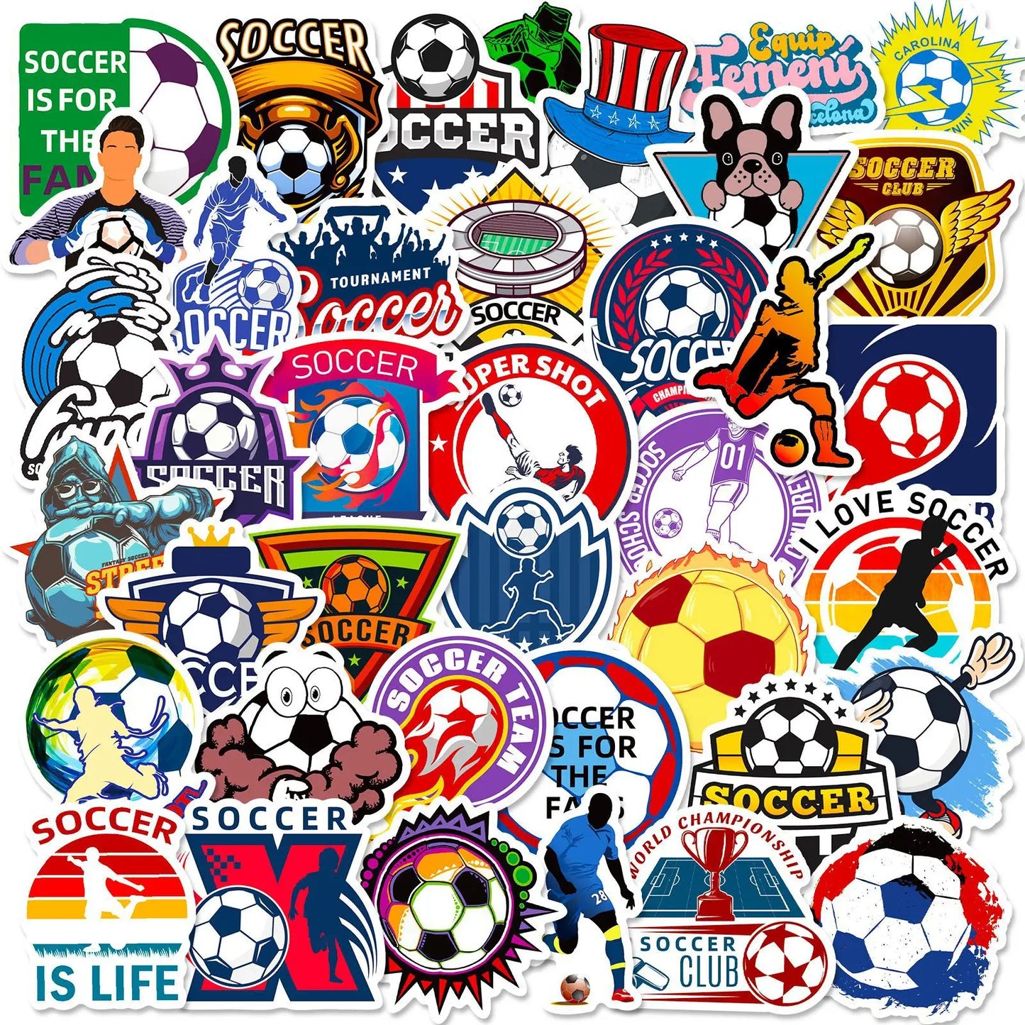 Soccer Football Graffiti Stickers for Skateboard Car Helmet Suitcase Notebook Water Bottle Phone Laptop - 10/25/50pcs