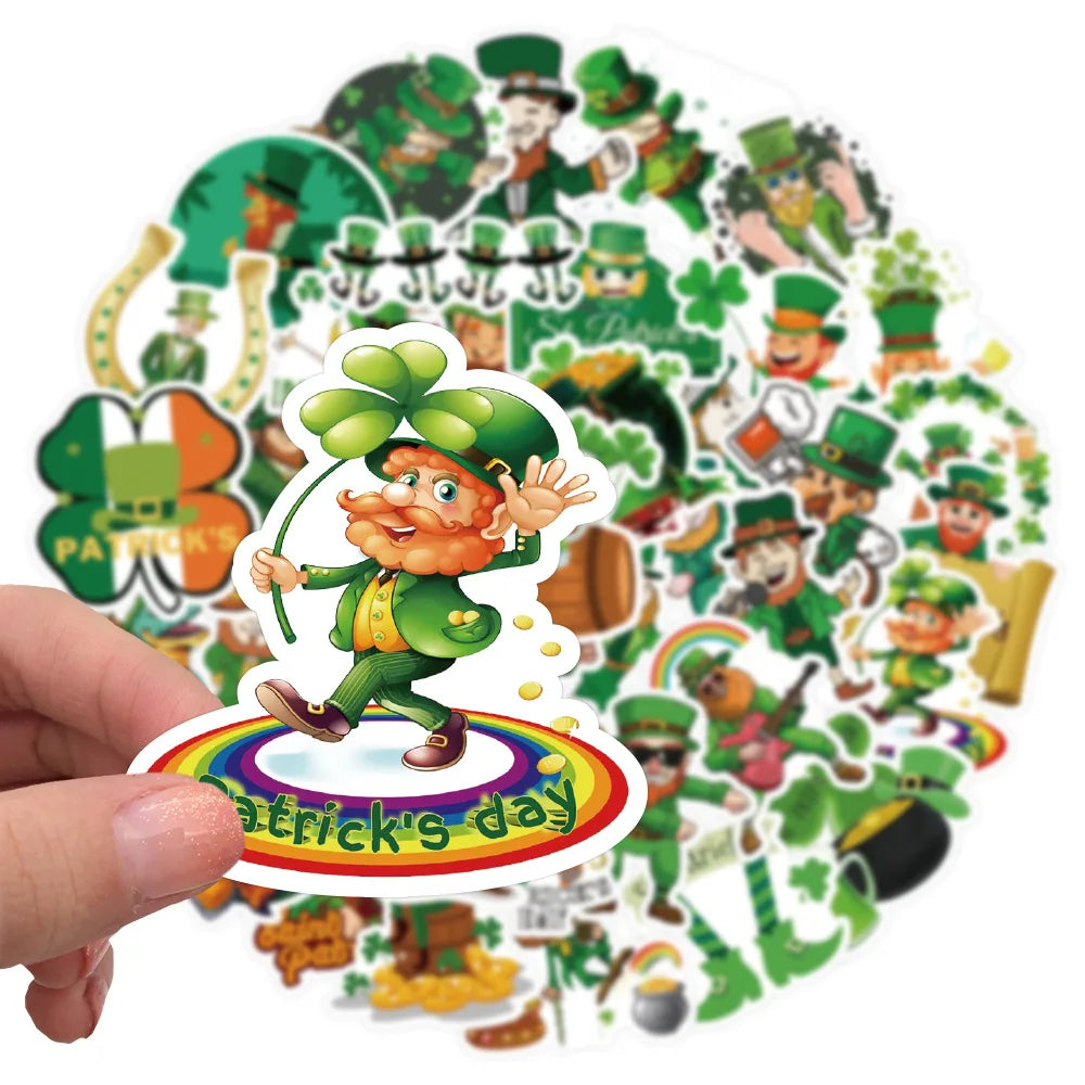 10/50Pcs St. Patrick S Day Stickers Country Ireland Holiday Aesthetic Green Cartoon DIY Toy Fridge Graffiti Decals Sticker
