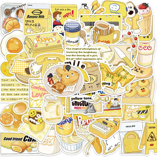 Yellow Cartoon Stickers Pack for Phone Laptop Luggage Skateboard Kids Gift