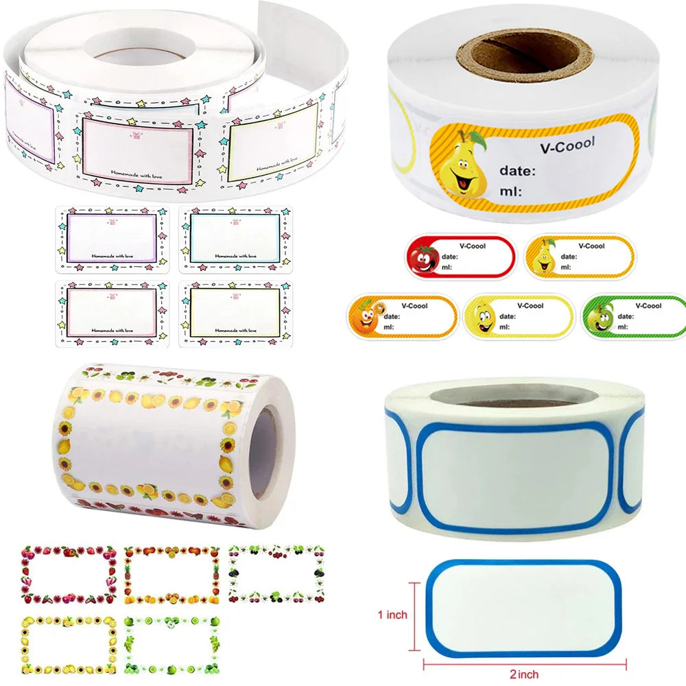 300pcs/roll Kitchen Classification Label Stickers Refrigerator Food Storage Date Labels for Container Bag Jar Packaging Marking