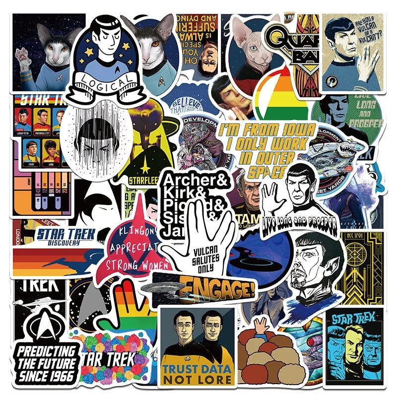 50pcs Star Trek Stickers for Laptop, Phone, Car, Scooter, Suitcase, Water Bottle, Refrigerator