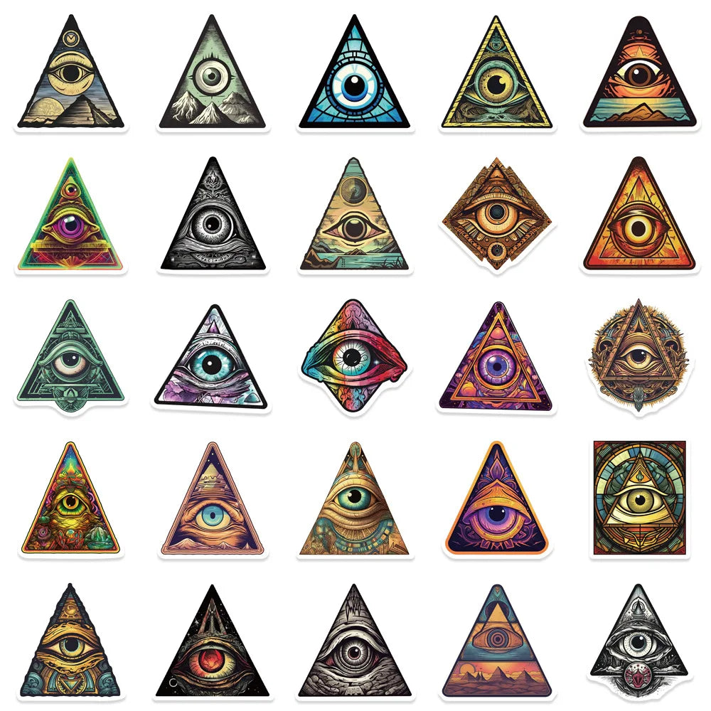 10/50Pcs Funny Cartoon Colorful All Seeing Eyes Graffiti Sticker for Luggage Skateboard Guitar Waterproof Creative Stickers