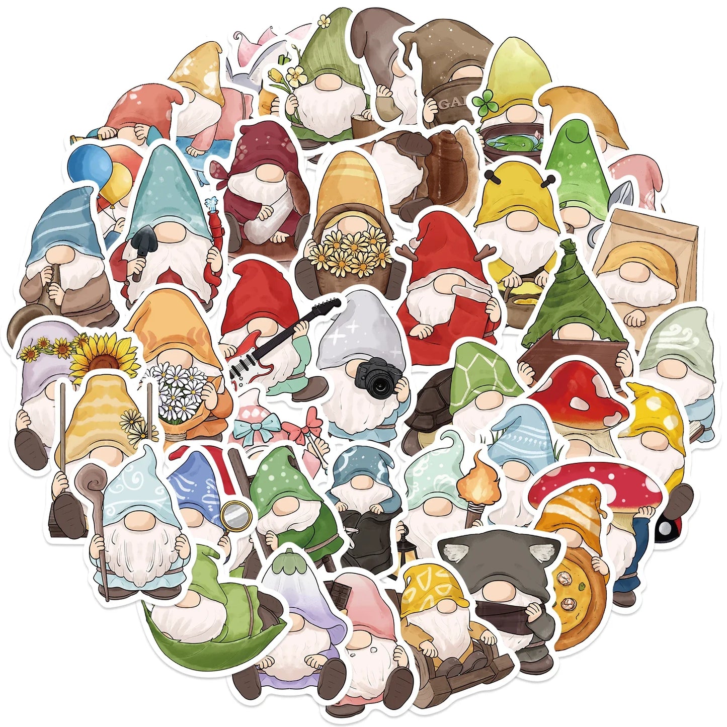Gnome Dwarf Waterproof Vinyl Stickers 50PCS