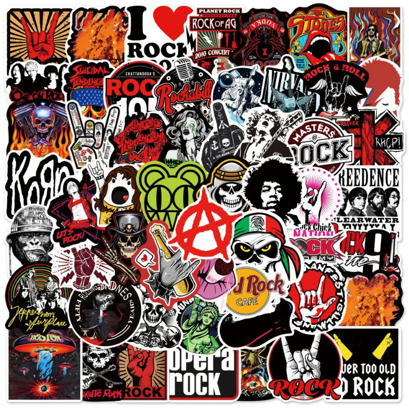 Classic Rock Band Stickers Decals for Guitar, Laptop, Skateboard, Luggage, Helmet - 10/50/100pcs