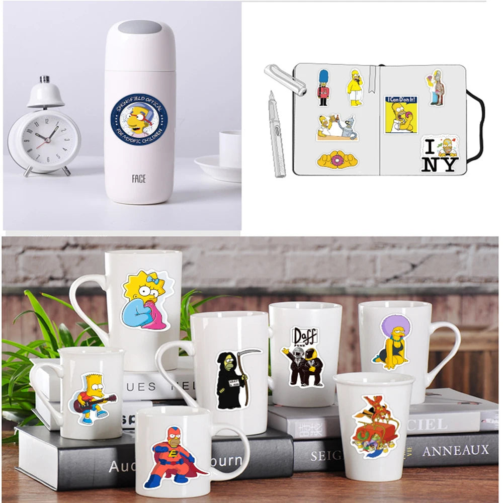 10/30/50pcs Funny Anime Cartoon Simpsons Graffiti Stickers Skateboard Guitar Suitcase Bike Laptop Waterproof Sticker Kids Toy
