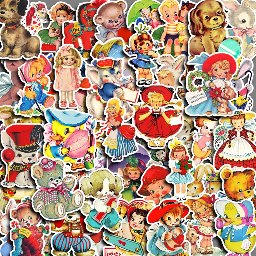 Retro Animal Stickers Pack - Cute DIY Decals for Notebook, Phone, Laptop, Luggage, Skateboard