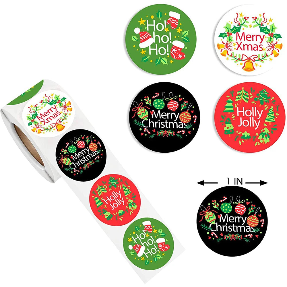 100-500Pcs Christmas Tree Candy Stickers 1inch Christmas Holiday Decor Sealing Label for Small Business Packaging Gift Decor