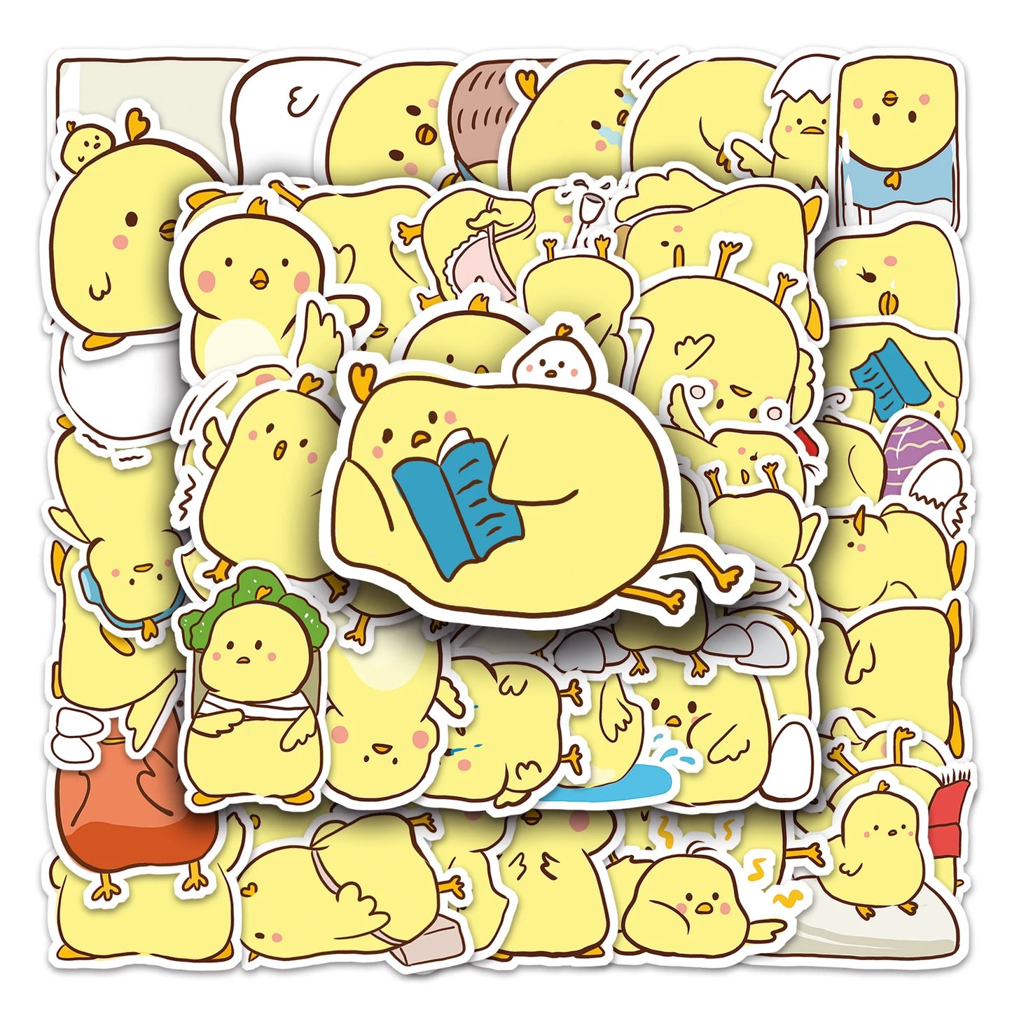 50Pcs Chicken Cartoon Waterproof Vinyl Stickers for Skateboard Snowboard Decals