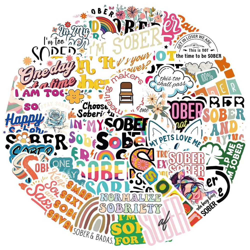Sober Graffiti Stickers 10/30/50Pcs for Suitcase, Skateboard, Laptop, Luggage, Phone, DIY Decal