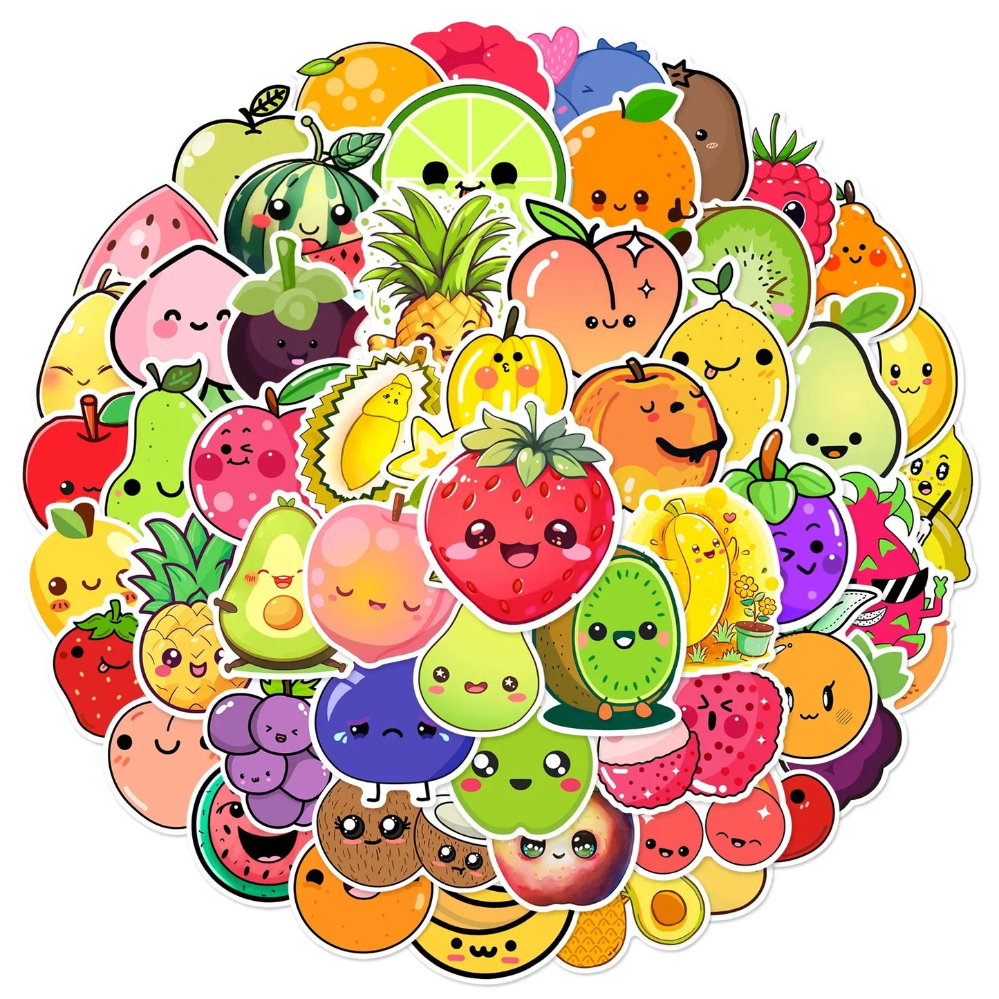 Kawaii Fruit Meme Stickers 10/30/60pcs for DIY Decor Scrapbooking Laptop Water Bottle